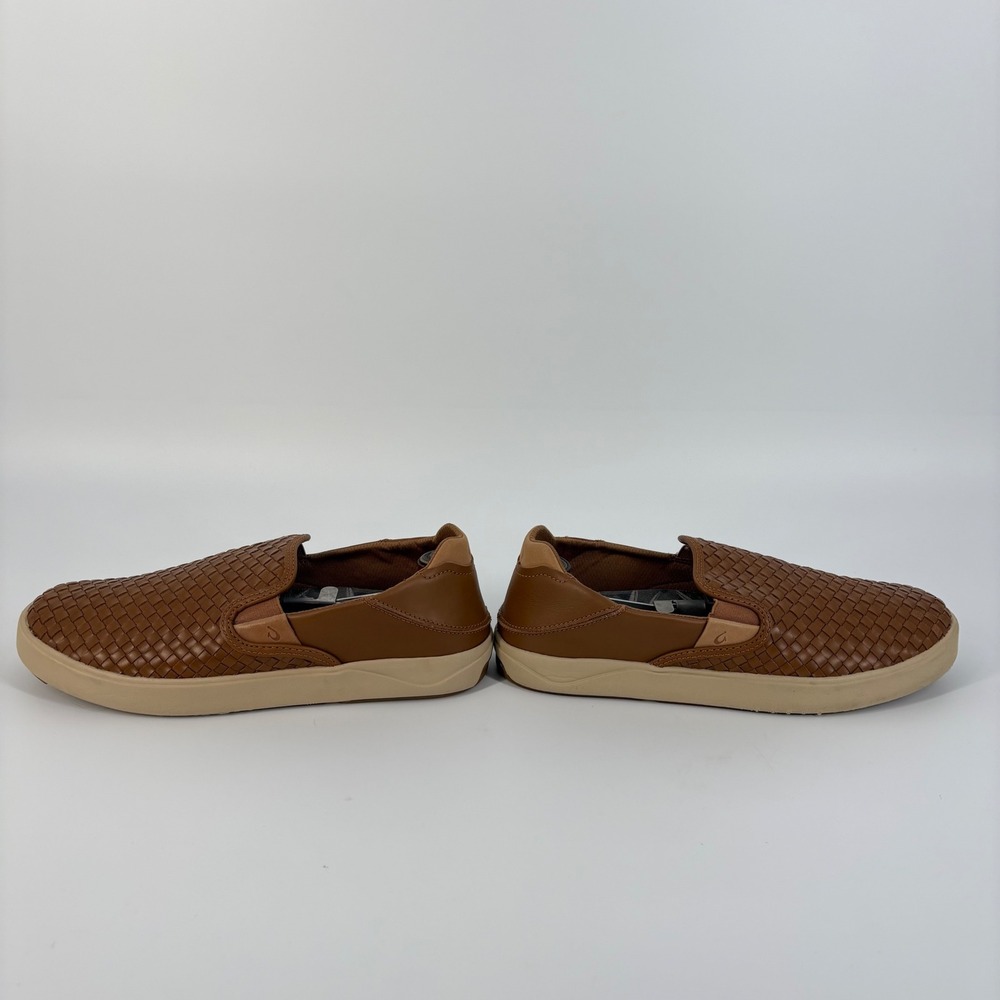 OluKai Lae'ahi Li 'Ili Slip On Mens 9.5 Brown Woven Leather Sneakers Fox - Picture 5 of 9